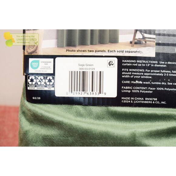 Sun Zero 40x84" Brighton Velvet 100% Blackout Grommet Curtain Panel Sage Green* - Picture 8 of 8